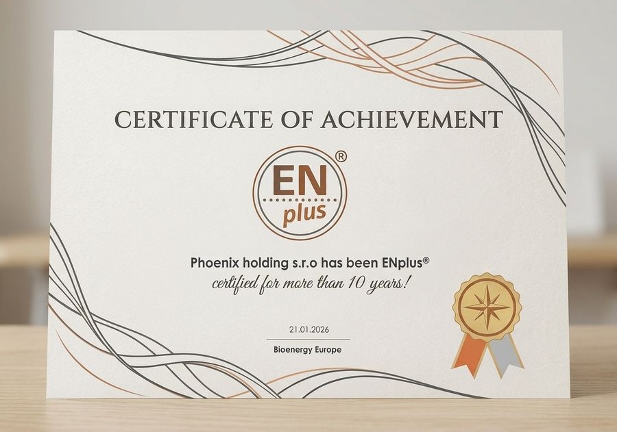 Certifikát o viac ako 10 rokoch certifikácie ENplus®